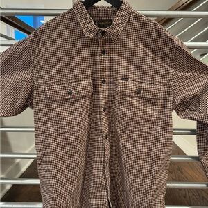 Filson Brown houndstooth button down Shirt